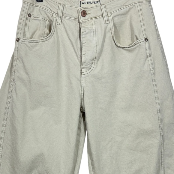 FREE PEOPLE WE THE FREE Mid Rise Lucky You denim Barrel Crop Jeans 26 - Picture 4 of 12